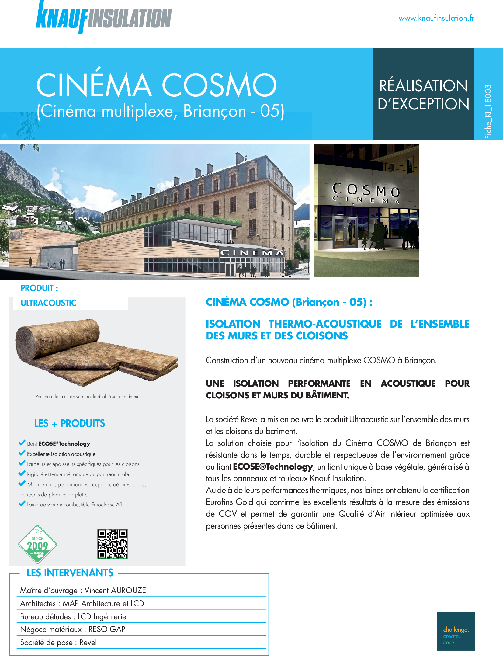 Fiche chantier - Cinéma Cosmo - Briançon (05)