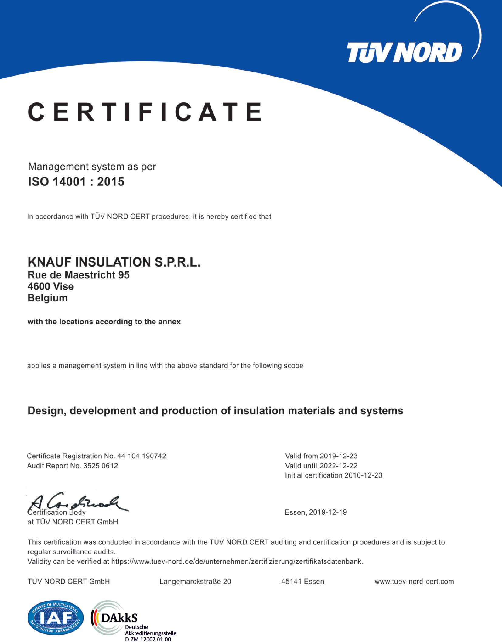 Certificat mediu ISO 14001