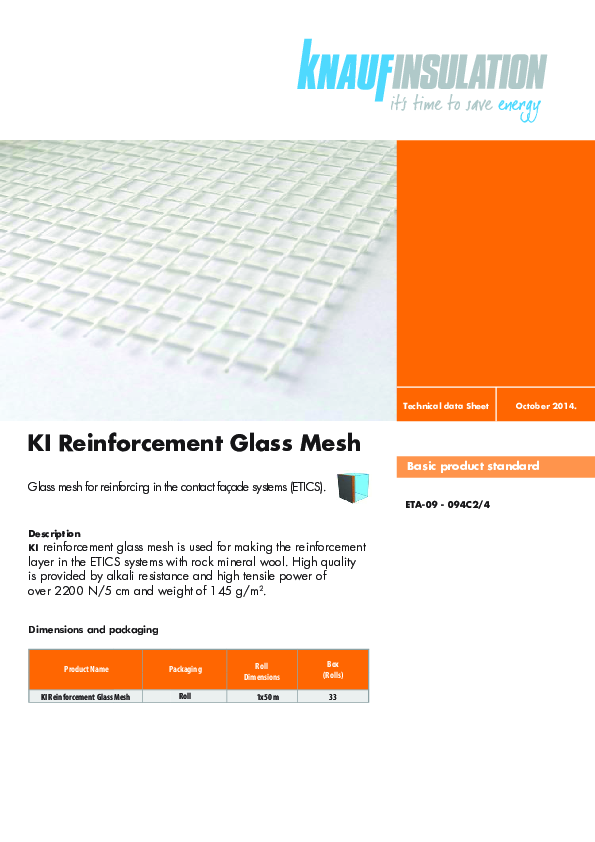 Datasheet - KI Reinforcement Glass Mesh