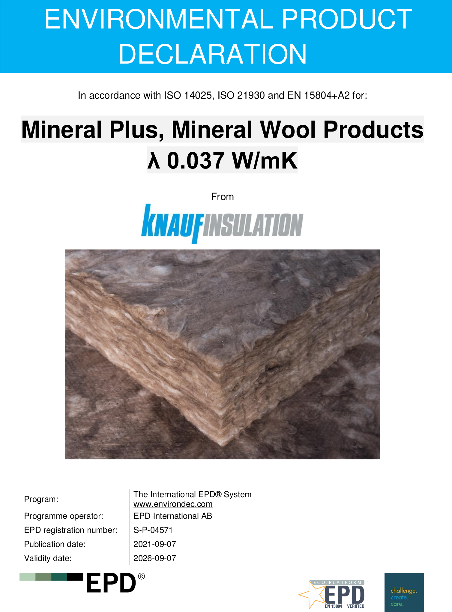 Mineral Plus, Mineral Wool Products λ 0.037 W/mK