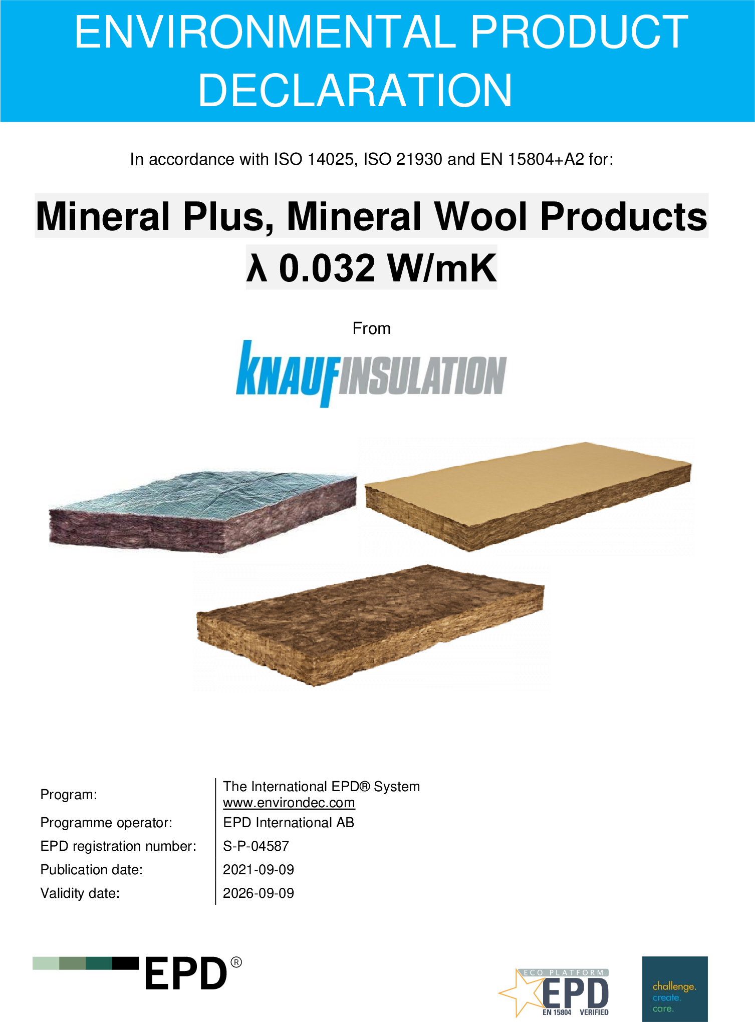 Mineral Plus, Mineral Wool Products λ 0.032 W/mK