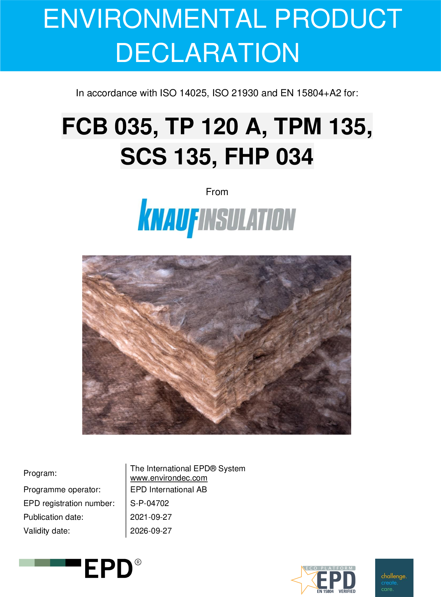 Knauf Insulation German Plants- FCB 035, TP 120 A, TPM 135, SCS 135, FHP 034 (34-slab-unfaced)