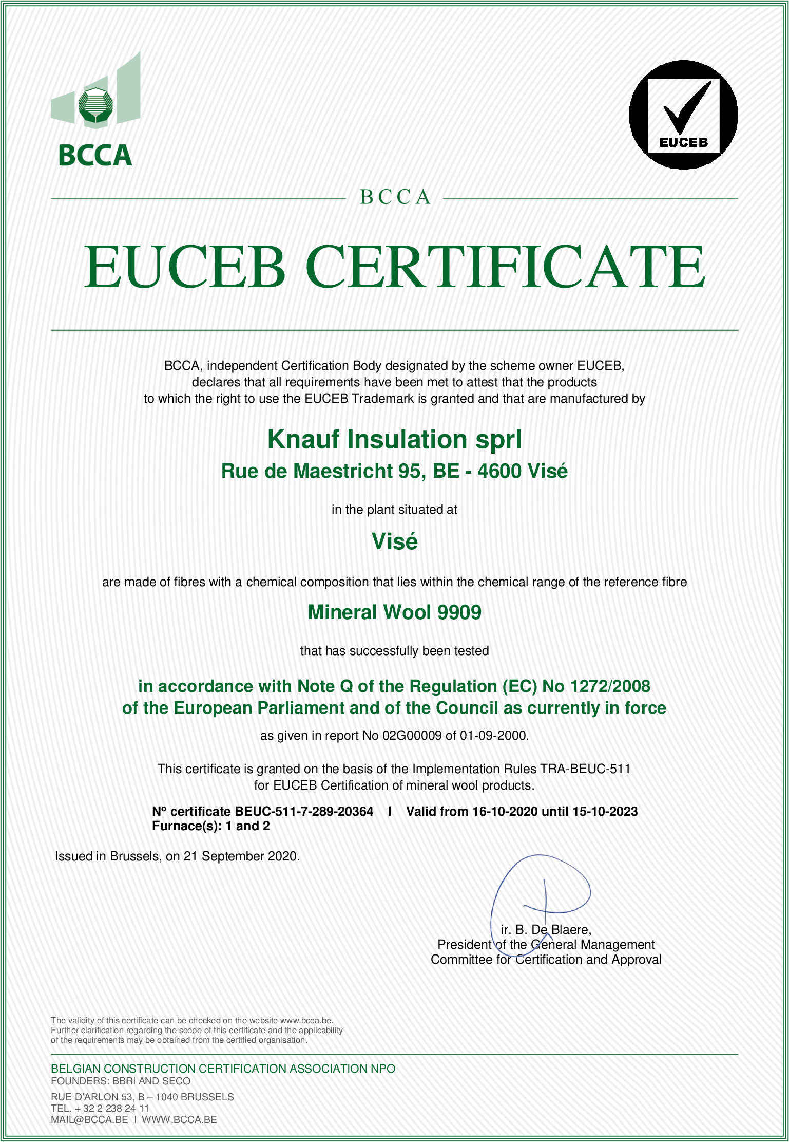 Certificat EUCEB - JetSpray All In One Thermal