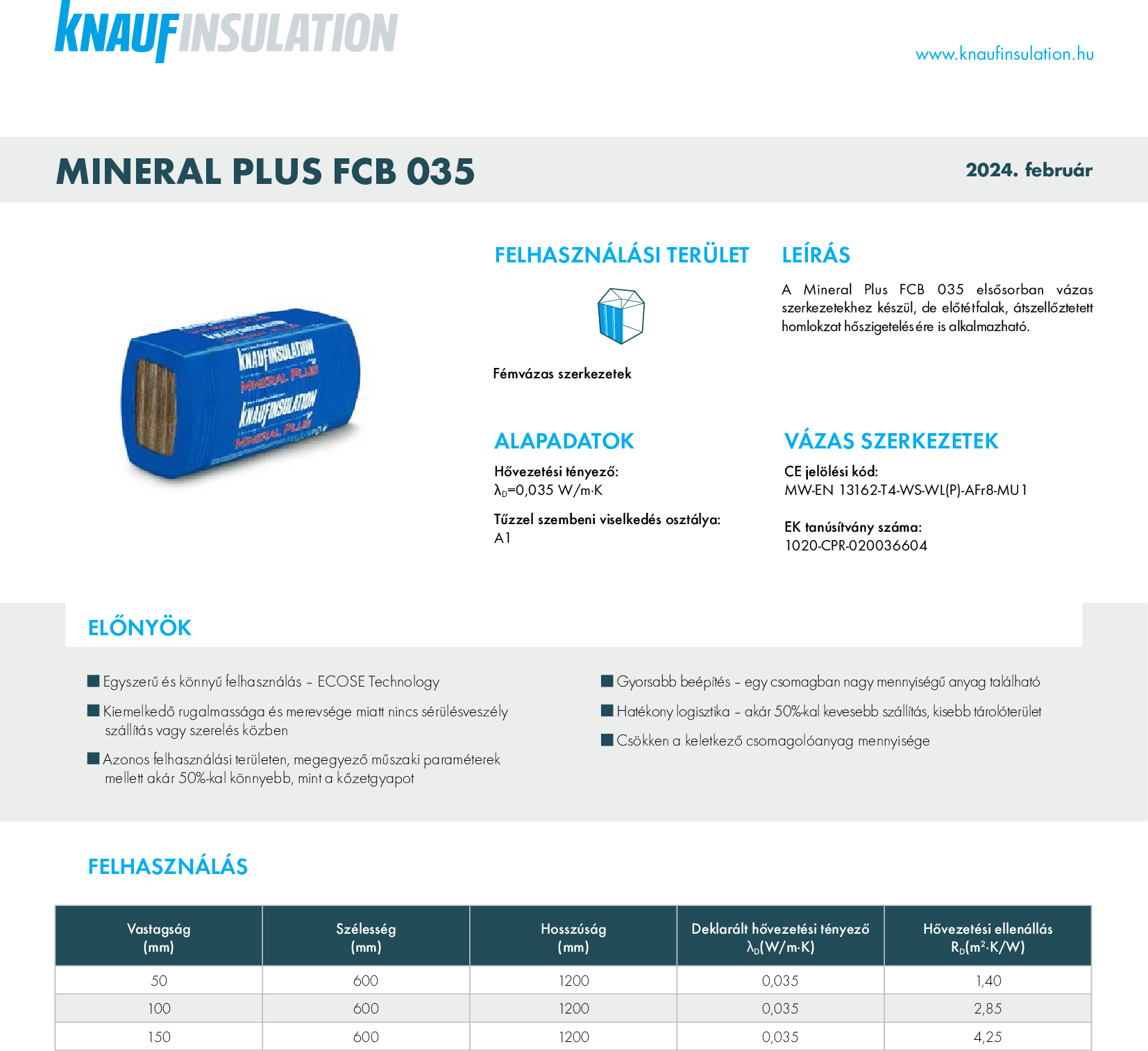 Mineral Plus FCB 035 műszaki adatlap