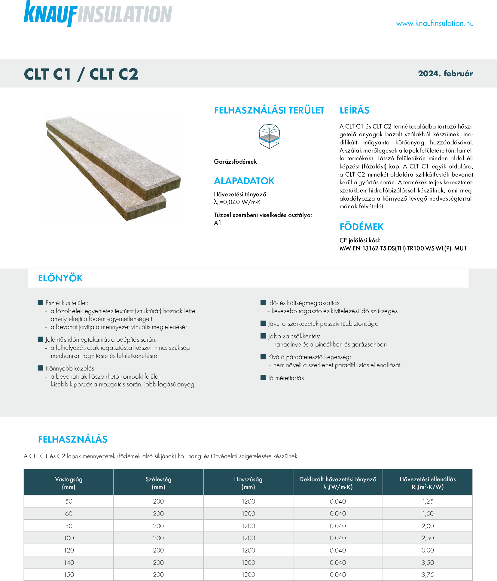CLT C1 C2 műszaki adatlap