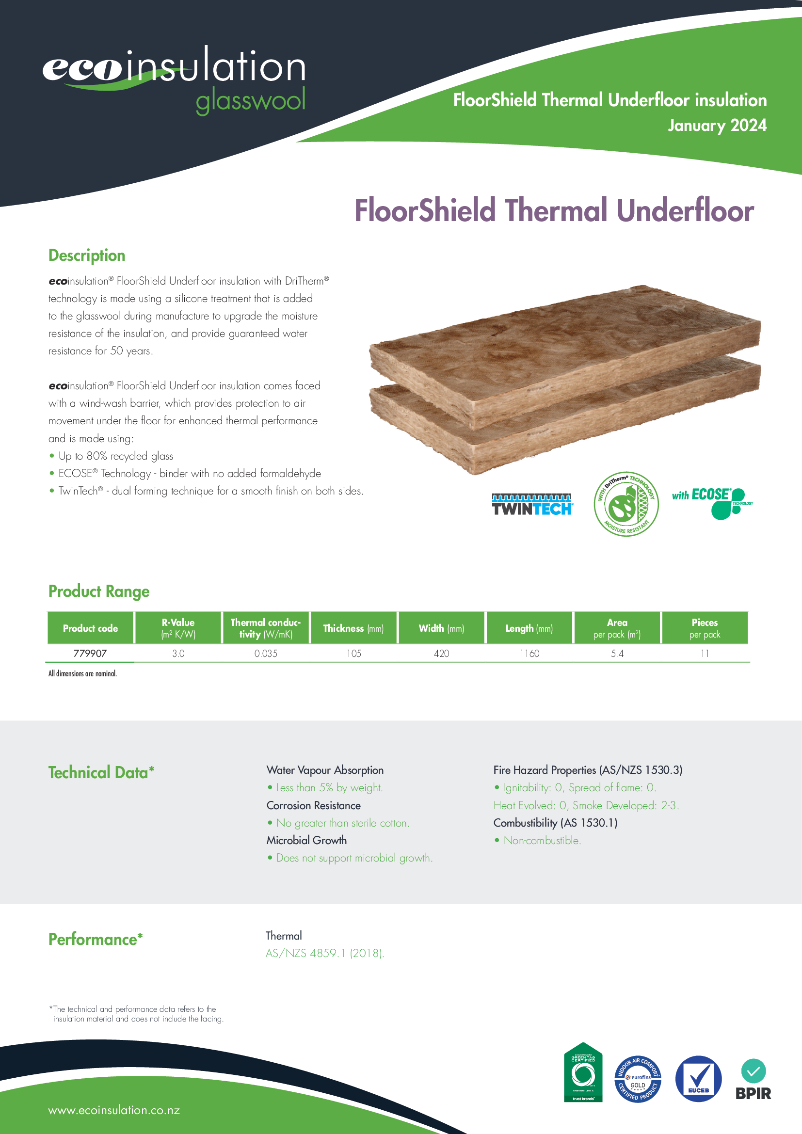 Eco Insulation Faced Thermal Underfloor - Floorshield datasheet