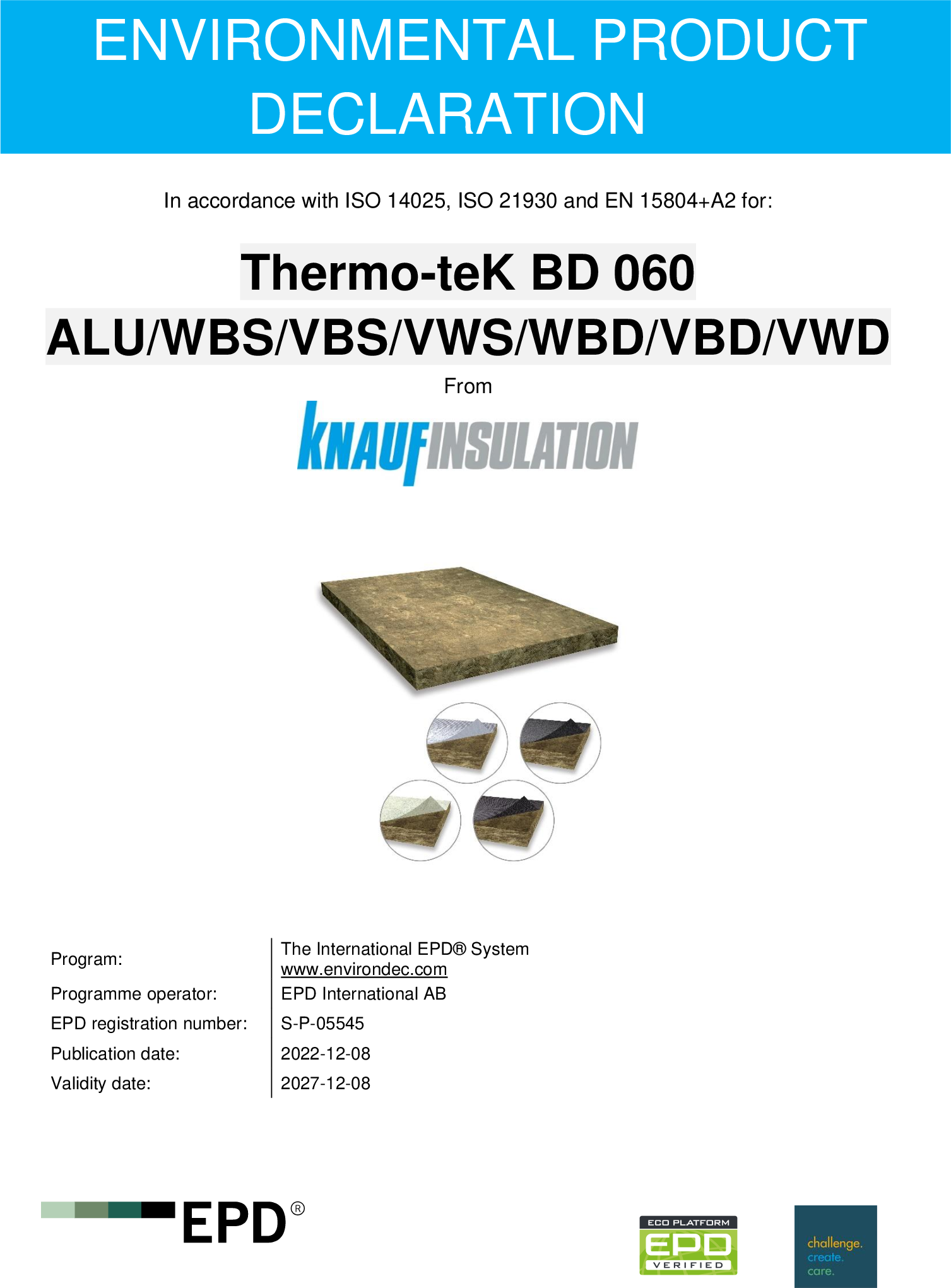 EPD Thermo-teK BD 060  ALU/WBS/VBS/VWS/WBD/VBD/VWD