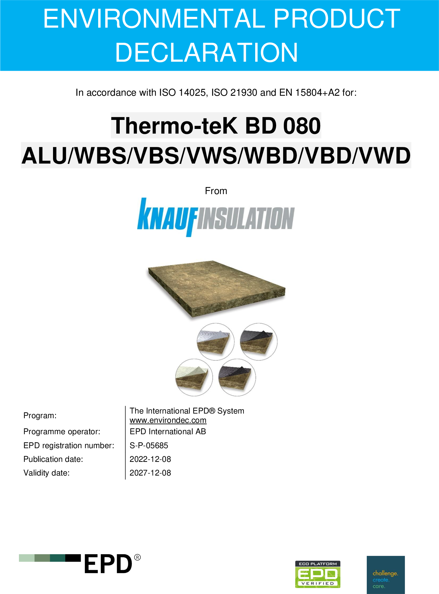 EPD Thermo-teK BD 080  ALU/WBS/VBS/VWS/WBD/VBD/VWD
