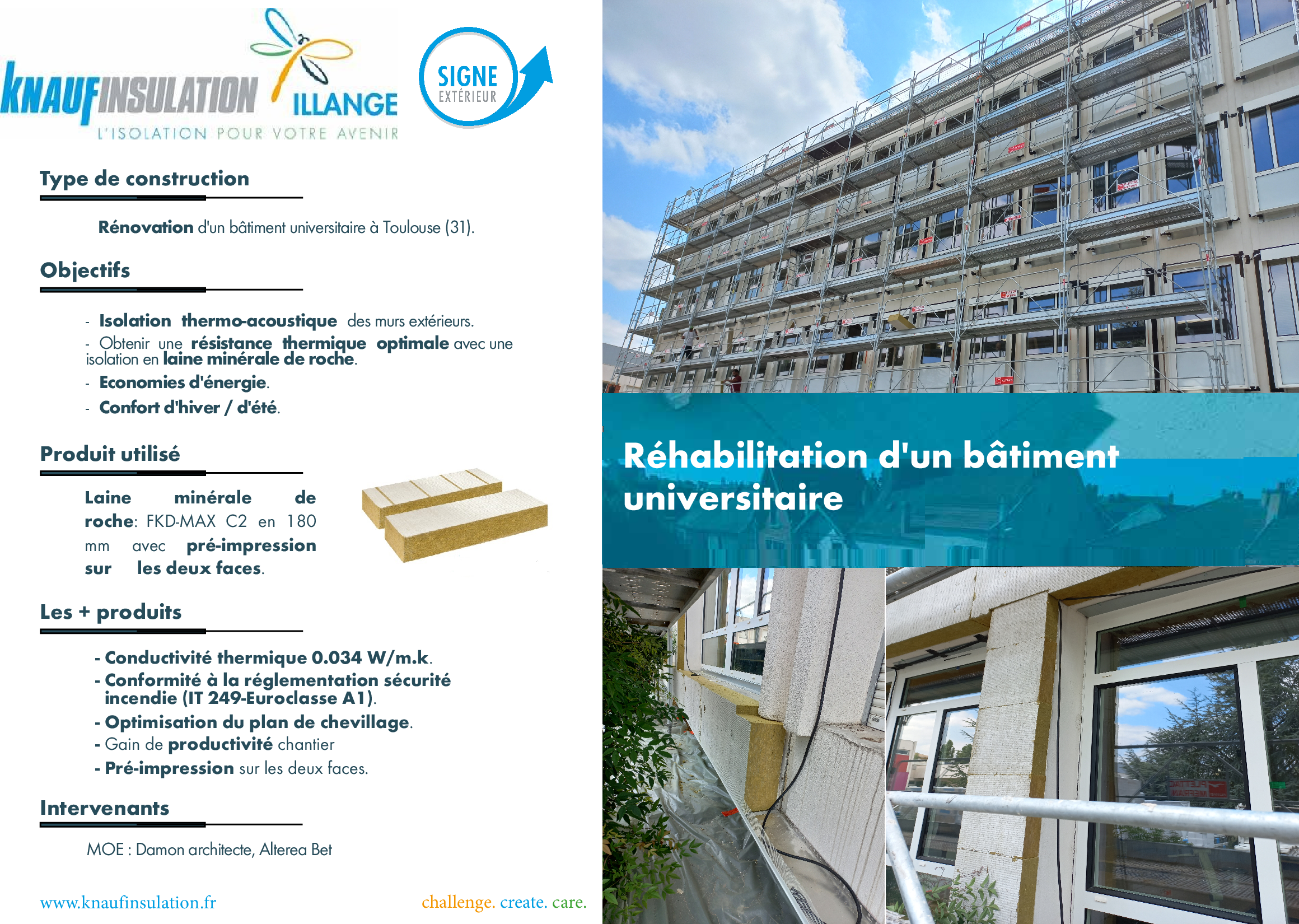Fiche chantier - Réhabilitation d'un bâtiment universitaire Toulouse (31)
