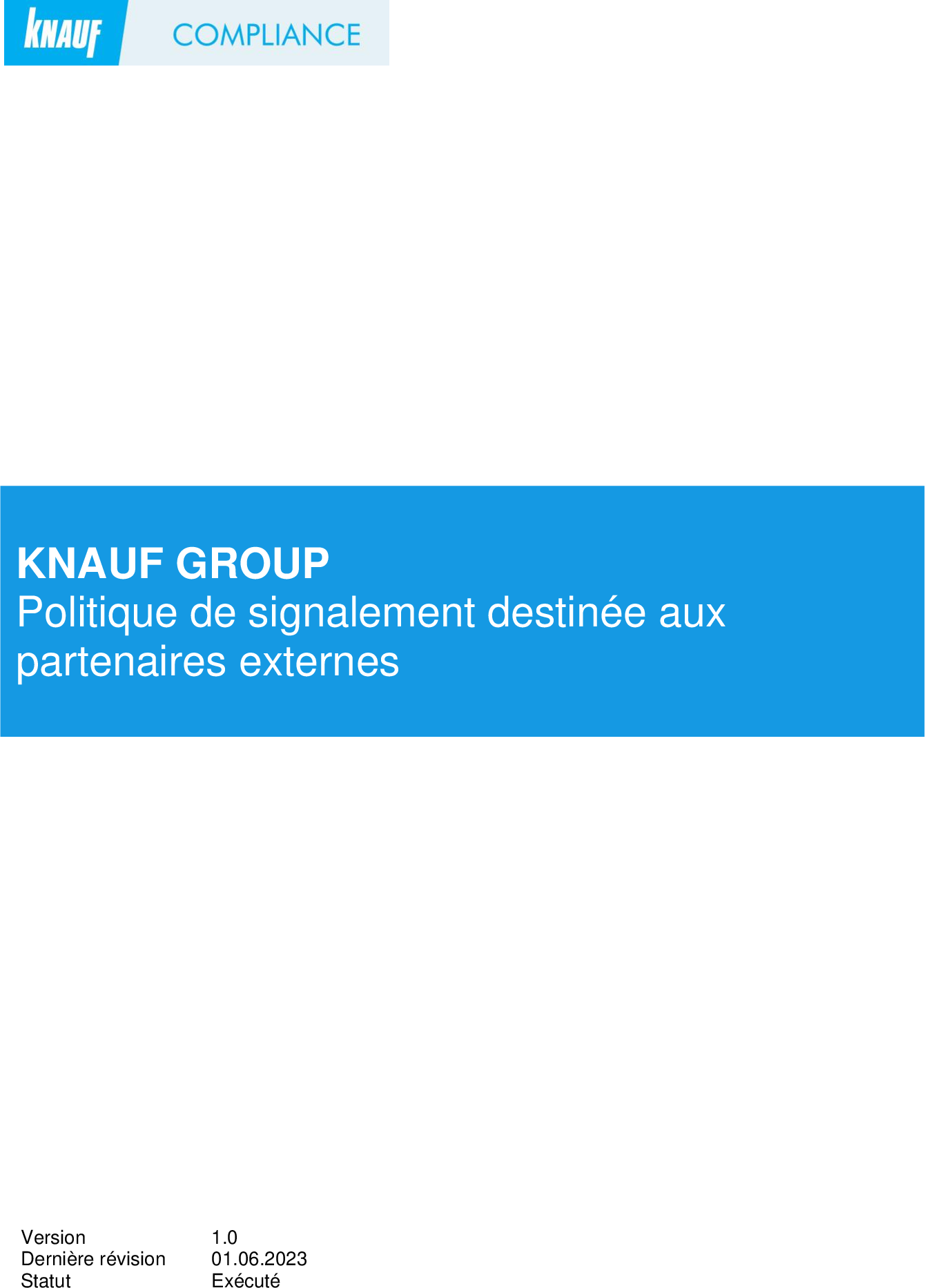 Knauf Group - SpeakUp Policy Externals 2023 FR