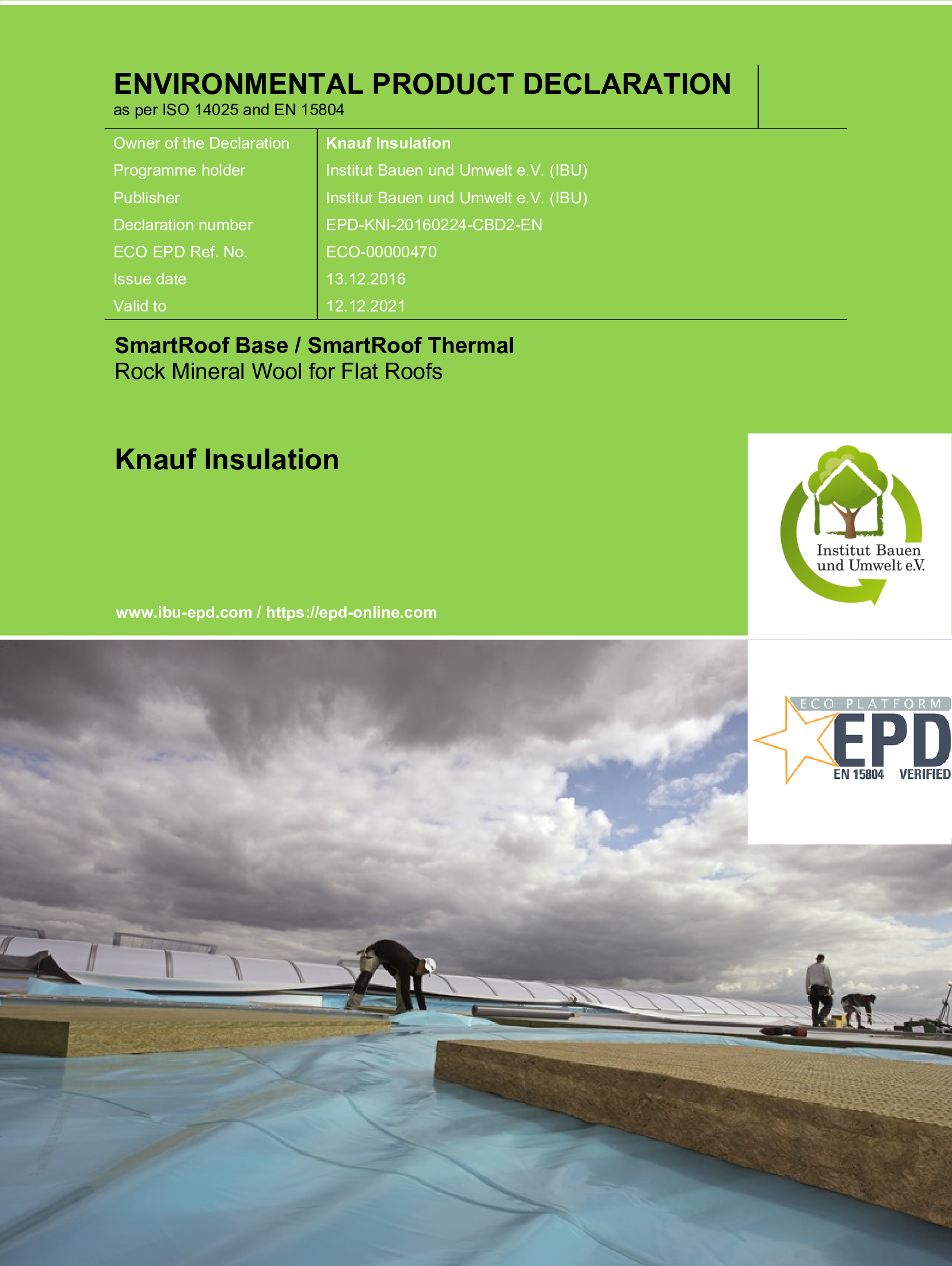 Enviromentální prohlášení o produktu (EPD) - SmartRoof Base, SmartRoof Thermal