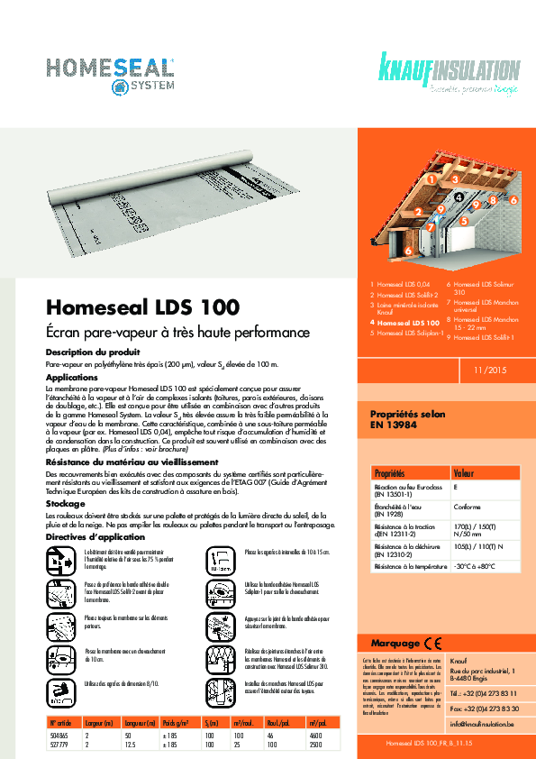 Homeseal LDS 100 - Fiche technique - Produit
