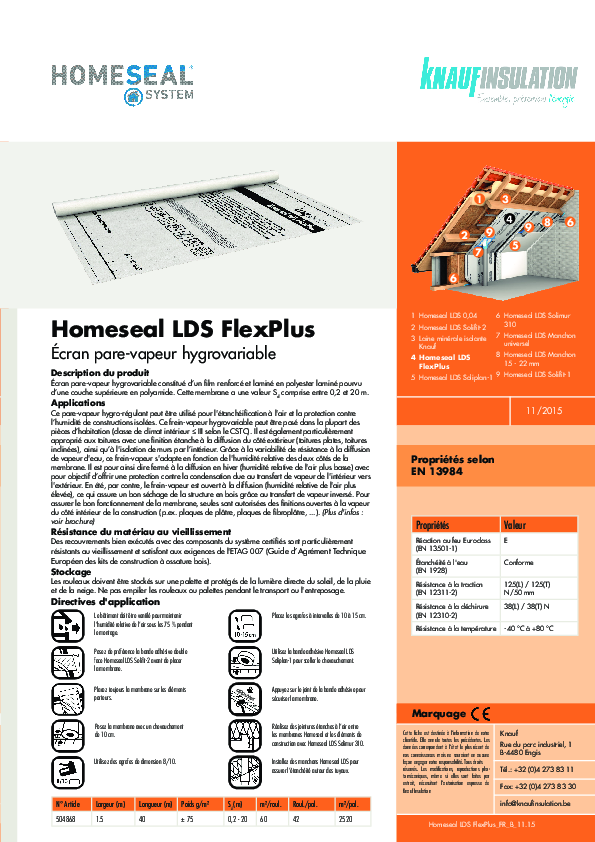Homeseal LDS FlexPlus - Fiche technique - Produit