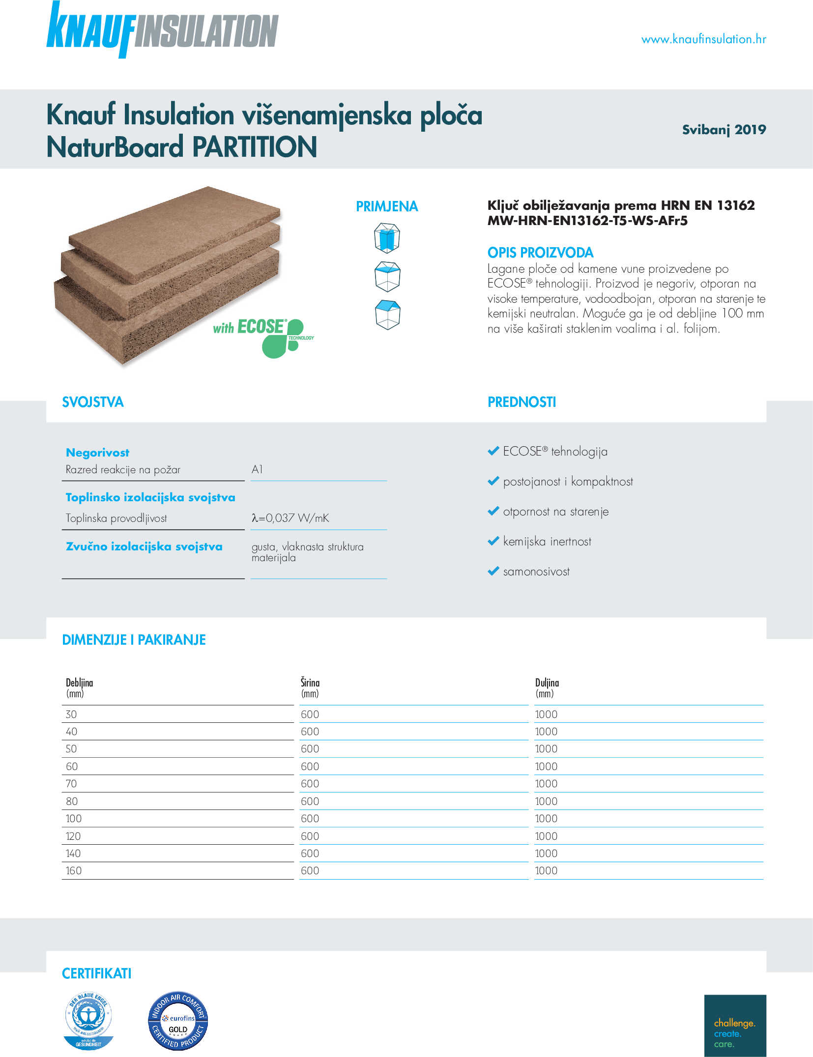 Knauf Insulation višenamjenska ploča NaturBoard PARTITION