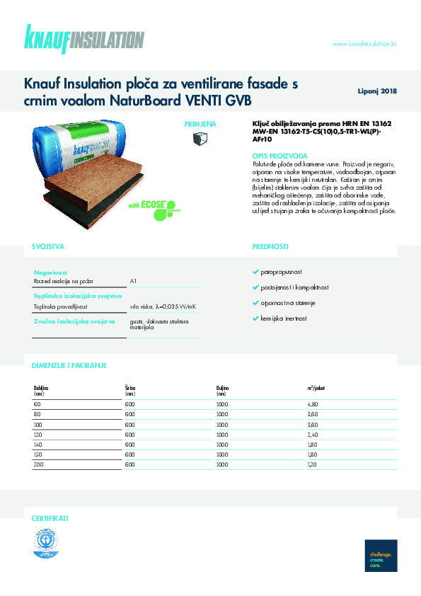 Knauf Insulation ploča za ventilirane fasade s crnim voalom NaturBoard VENTI GVB