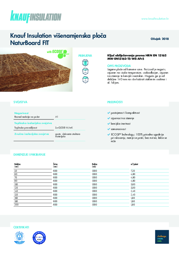 Knauf Insulation višenamjenska ploča NaturBoard FIT