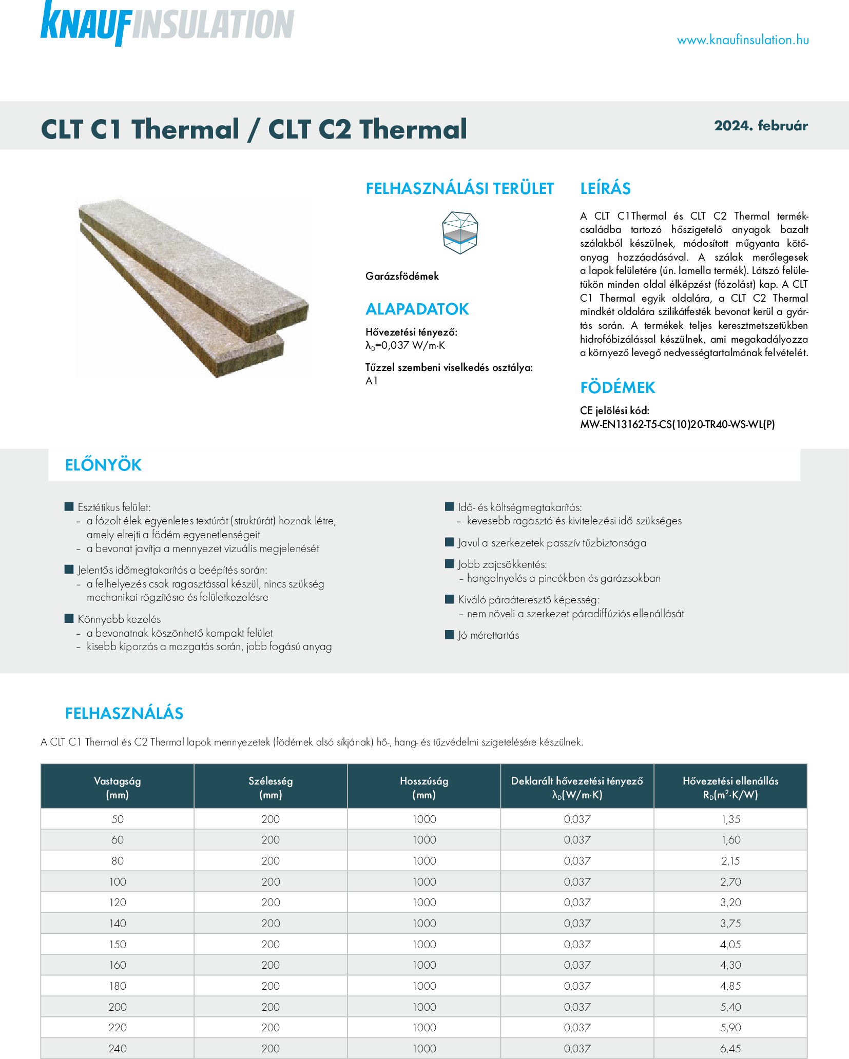 CLT C1 Thermal _CLT C2 Thermal műszaki adatlap