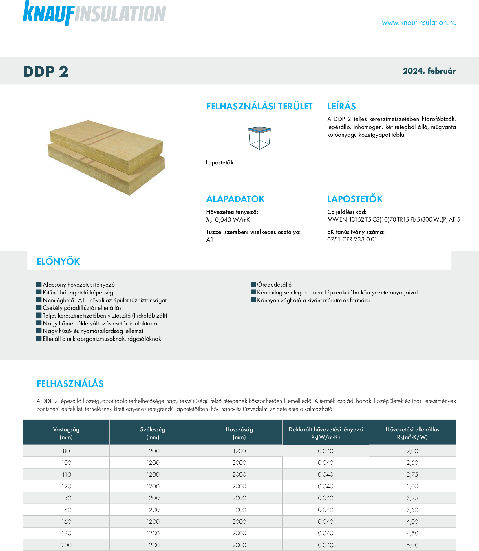 DDP 2 műszaki adatlap