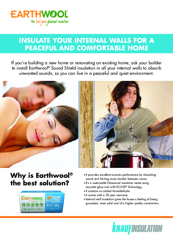 Earthwool Acoustic insulation flyer