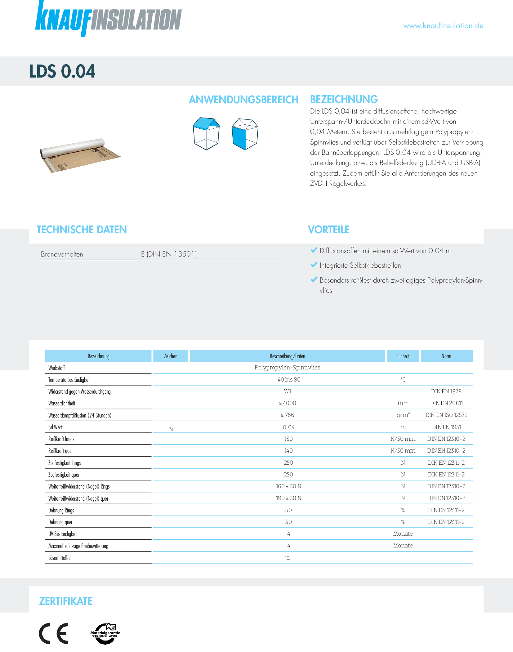 Datenblatt Knauf Insulation LDS 0.04