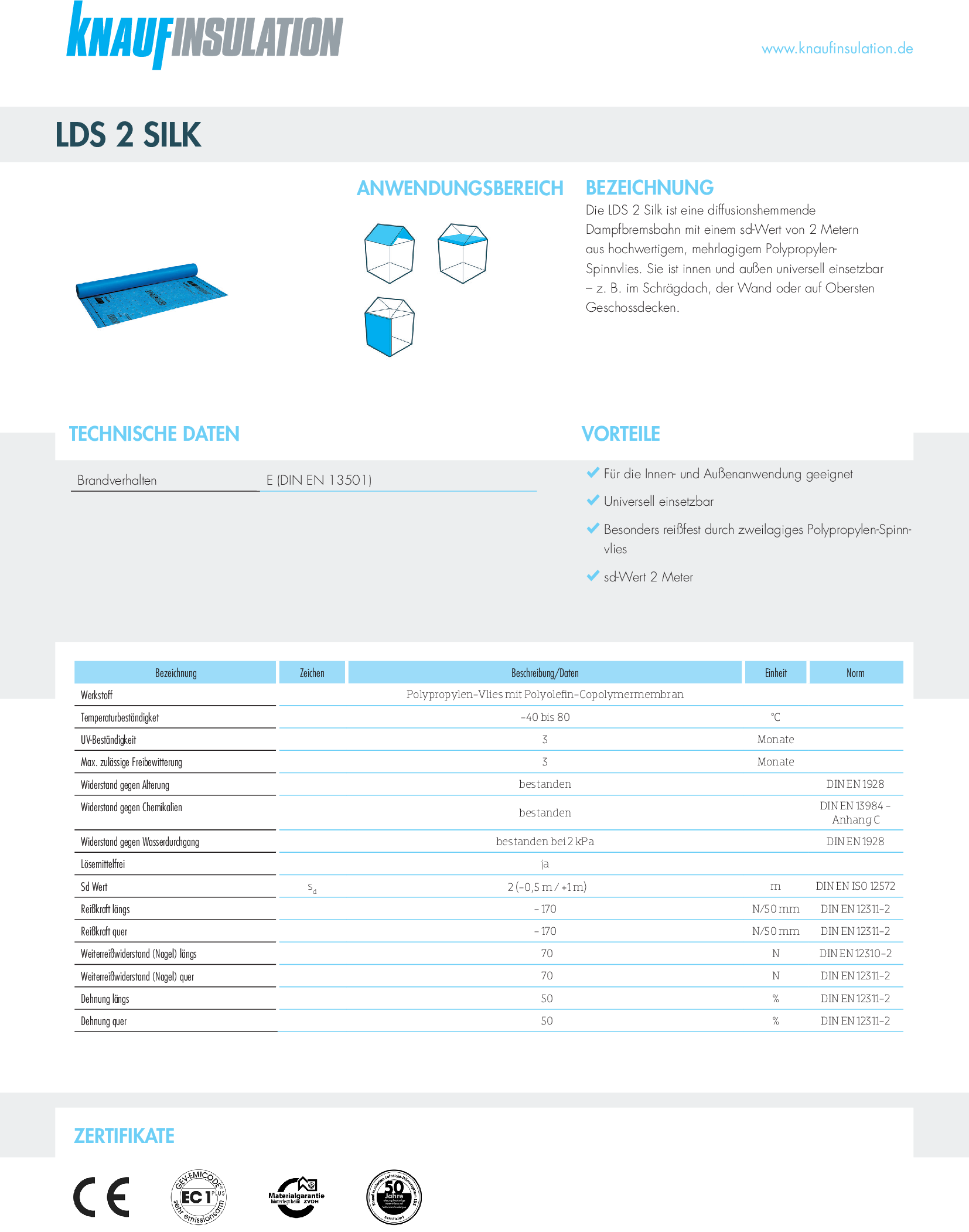 Datenblatt Knauf Insulation LDS 2 Silk
