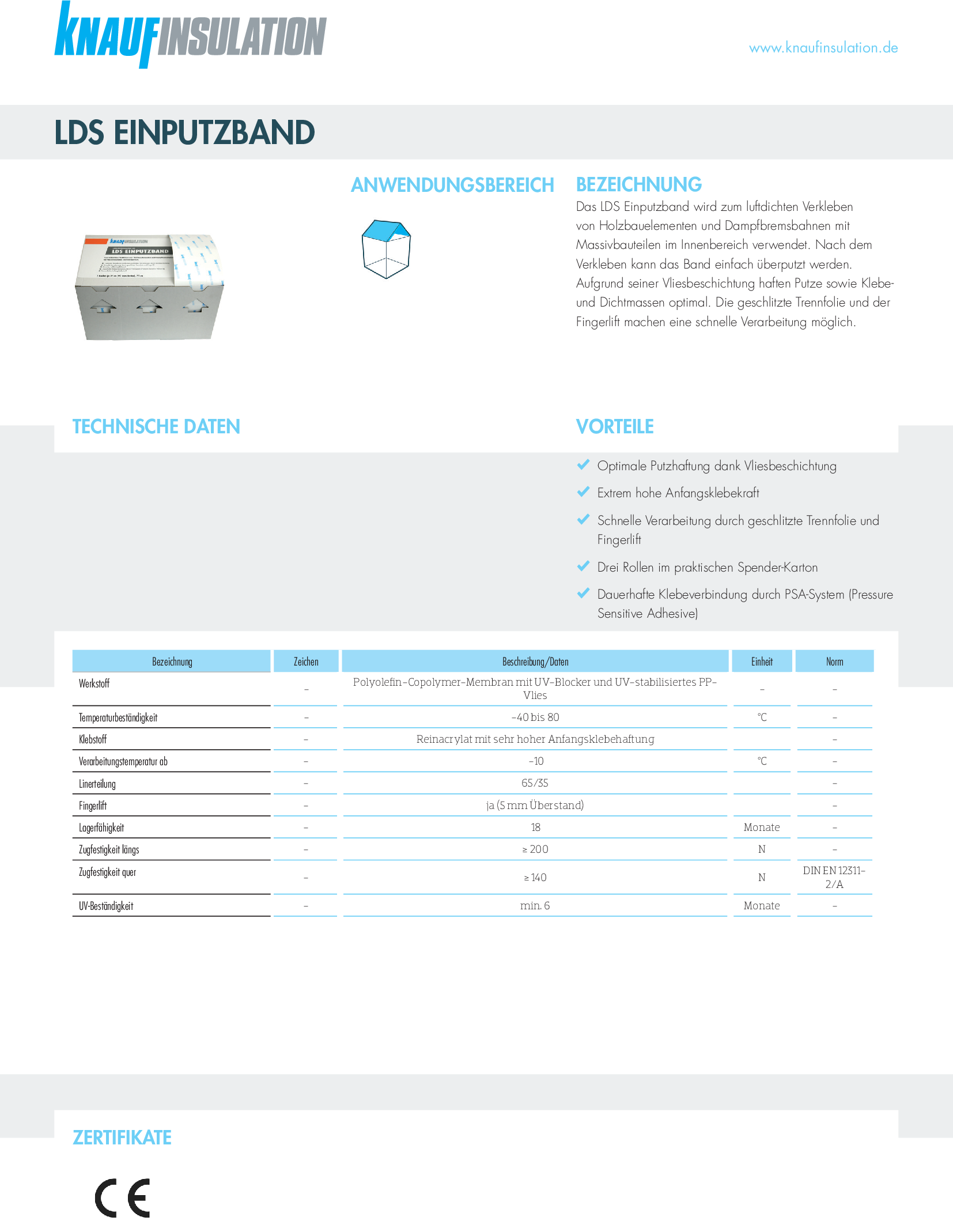 Datenblatt Knauf Insulation LDS Einputzband