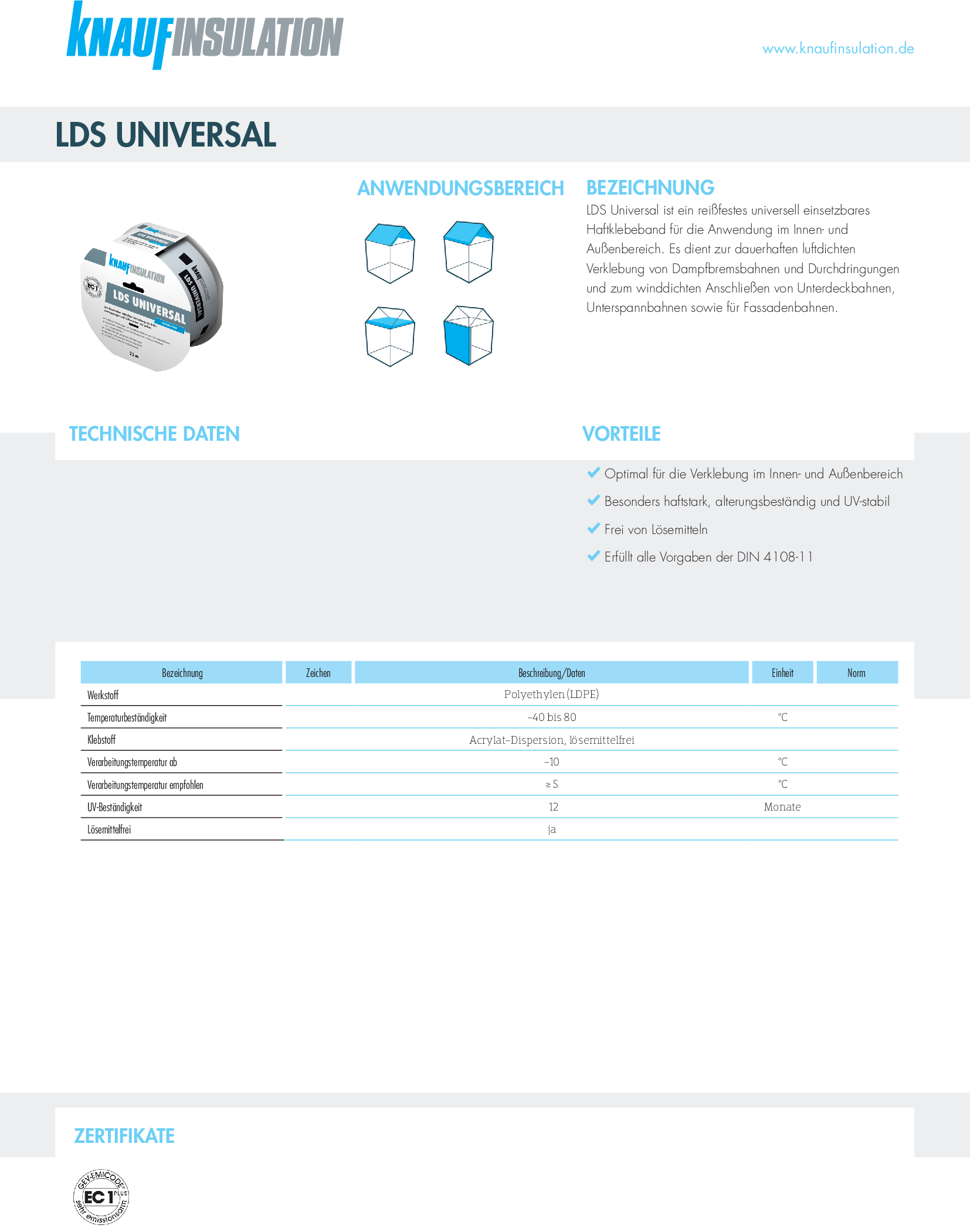 Datenblatt Knauf Insulation LDS Universal