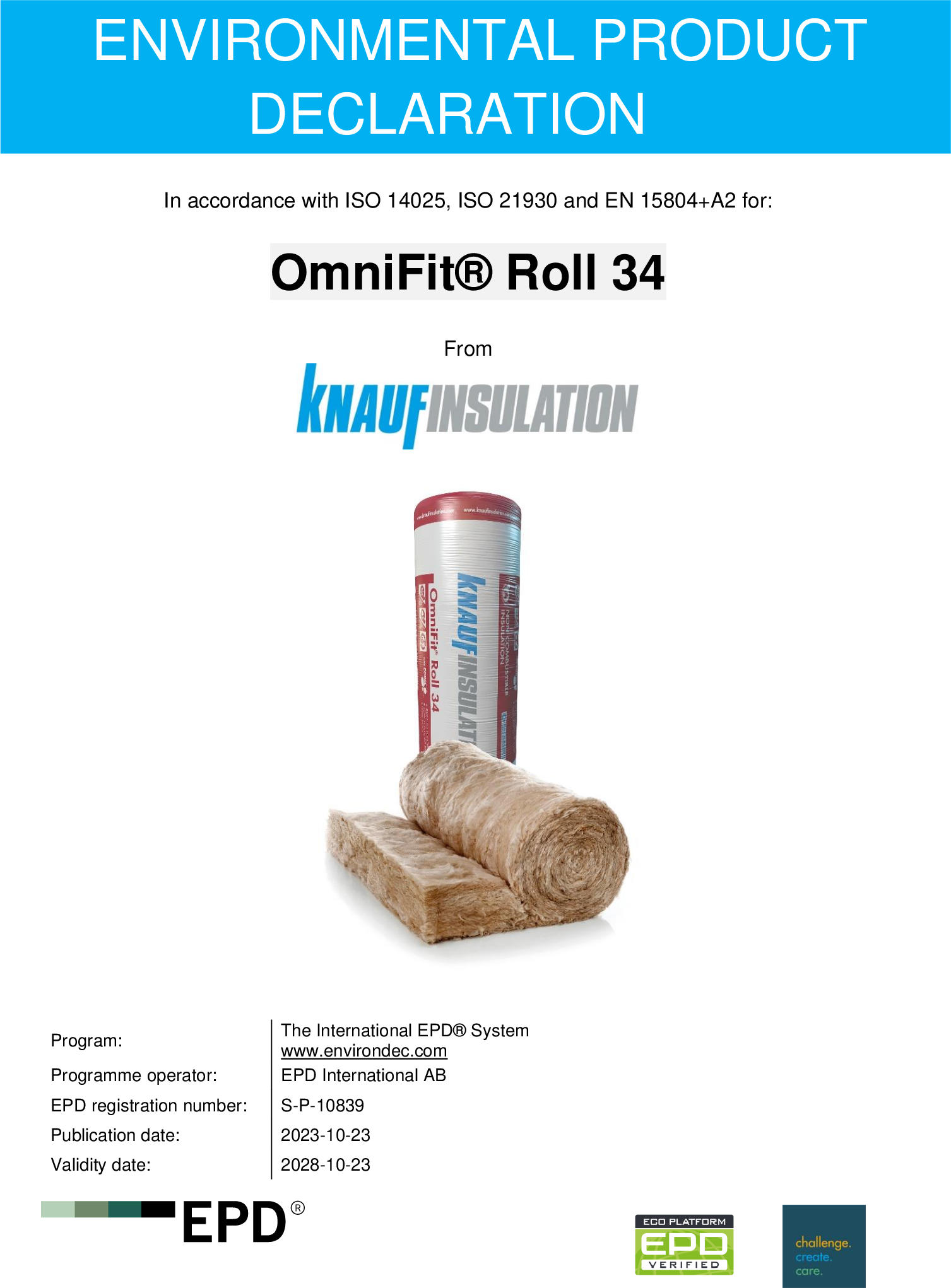 Knauf Insulation OmniFit® Roll 34 EPD - EN - UK&I