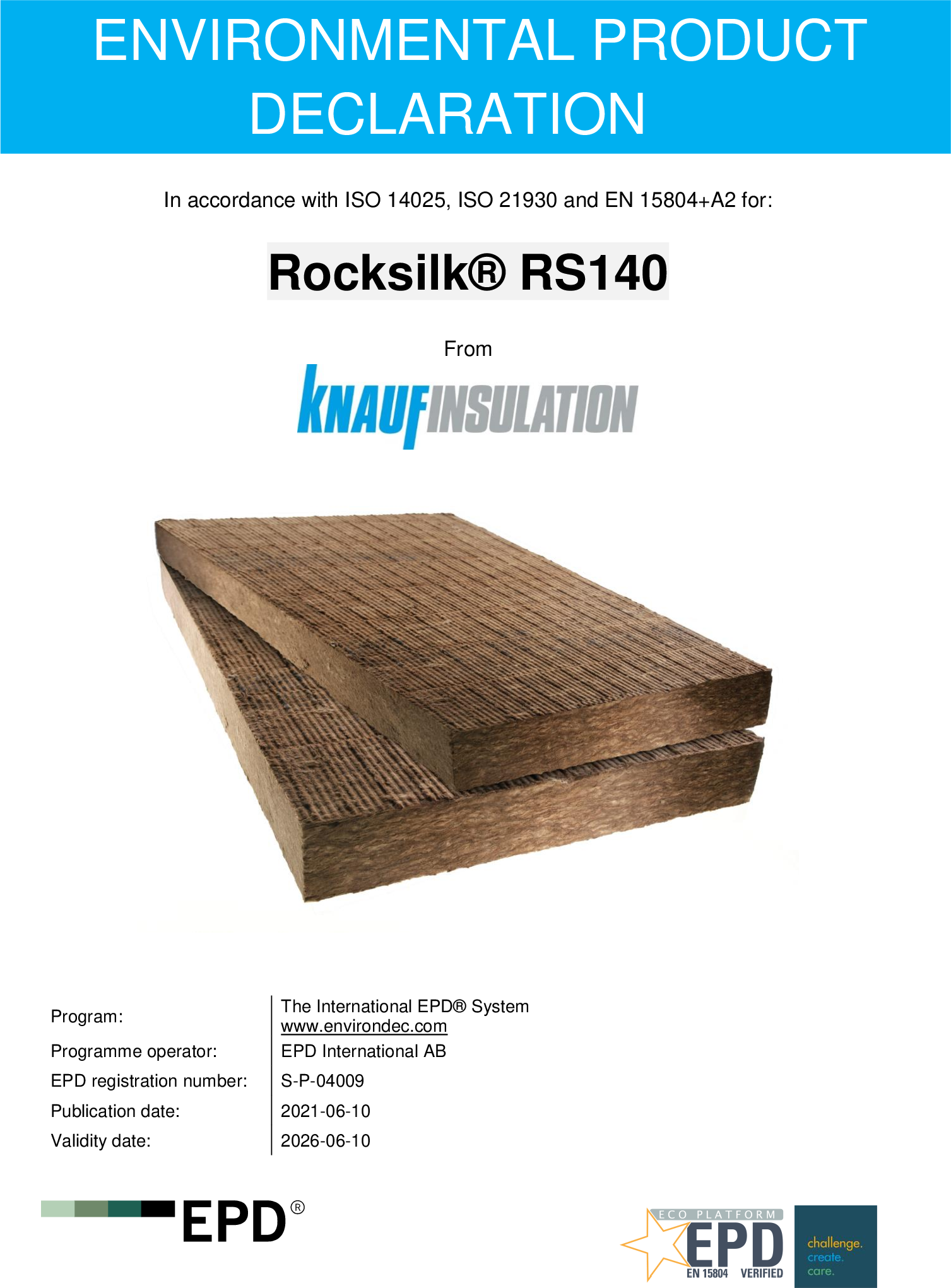 Knauf Insulation Rocksilk RS140 EPD S-P-04009