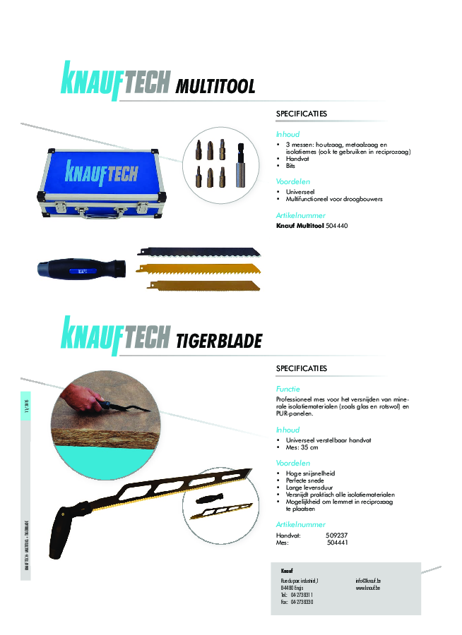 Knauf TECH Multitool + Tigerblade - Technische fiche - Product