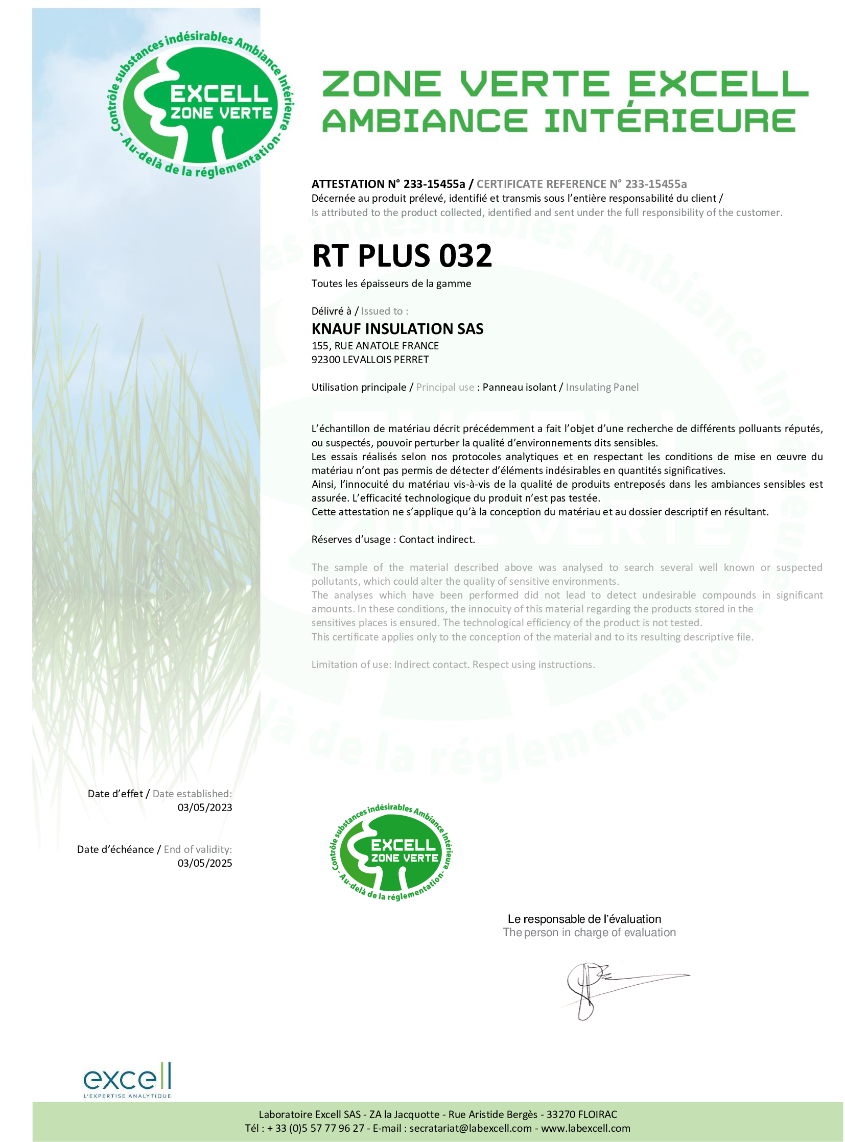 Label Excell RT PLUS 032