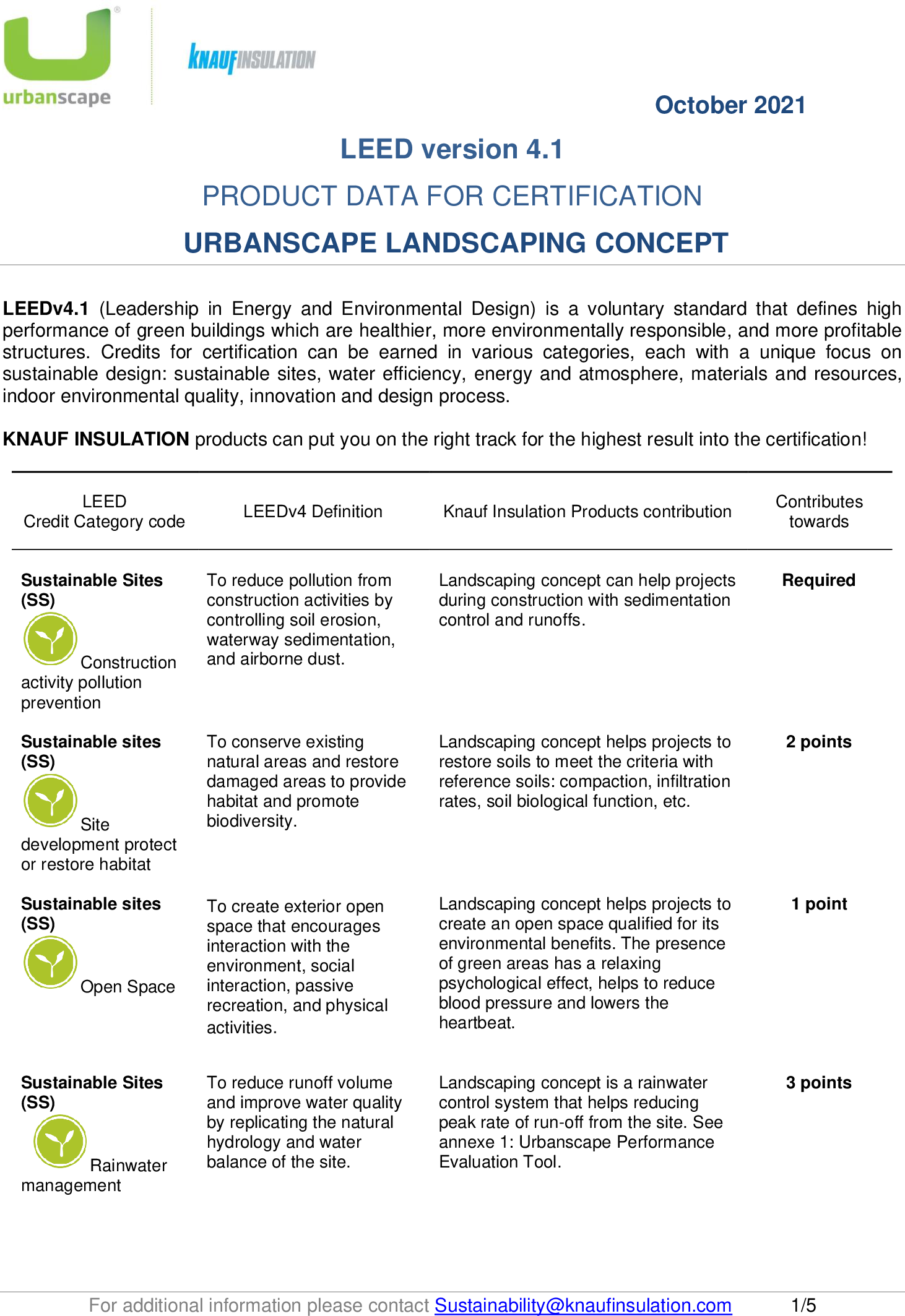 LEED v4.1 compliance Urbanscape Landscaping