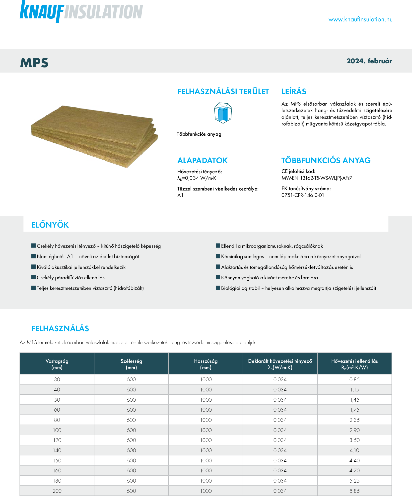 MPS Műszaki adatlap