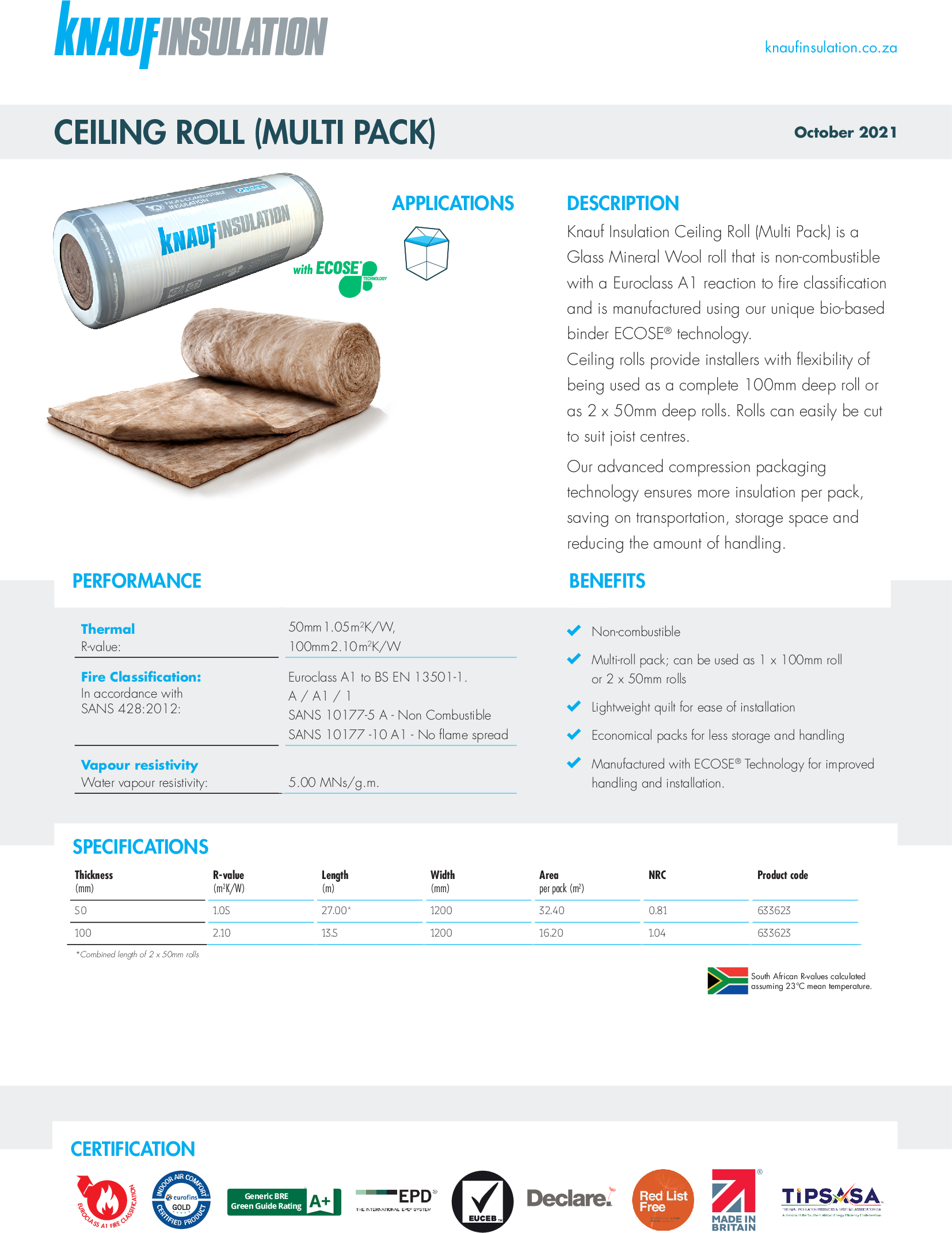 Ceiling Roll (Multi-pack) - Product Datasheet