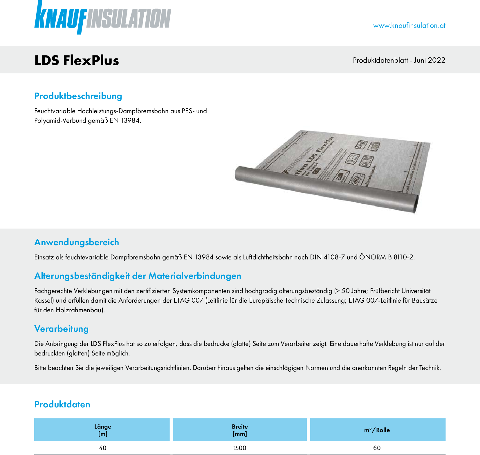 LDS FlexPlus, Produktdatenblatt
