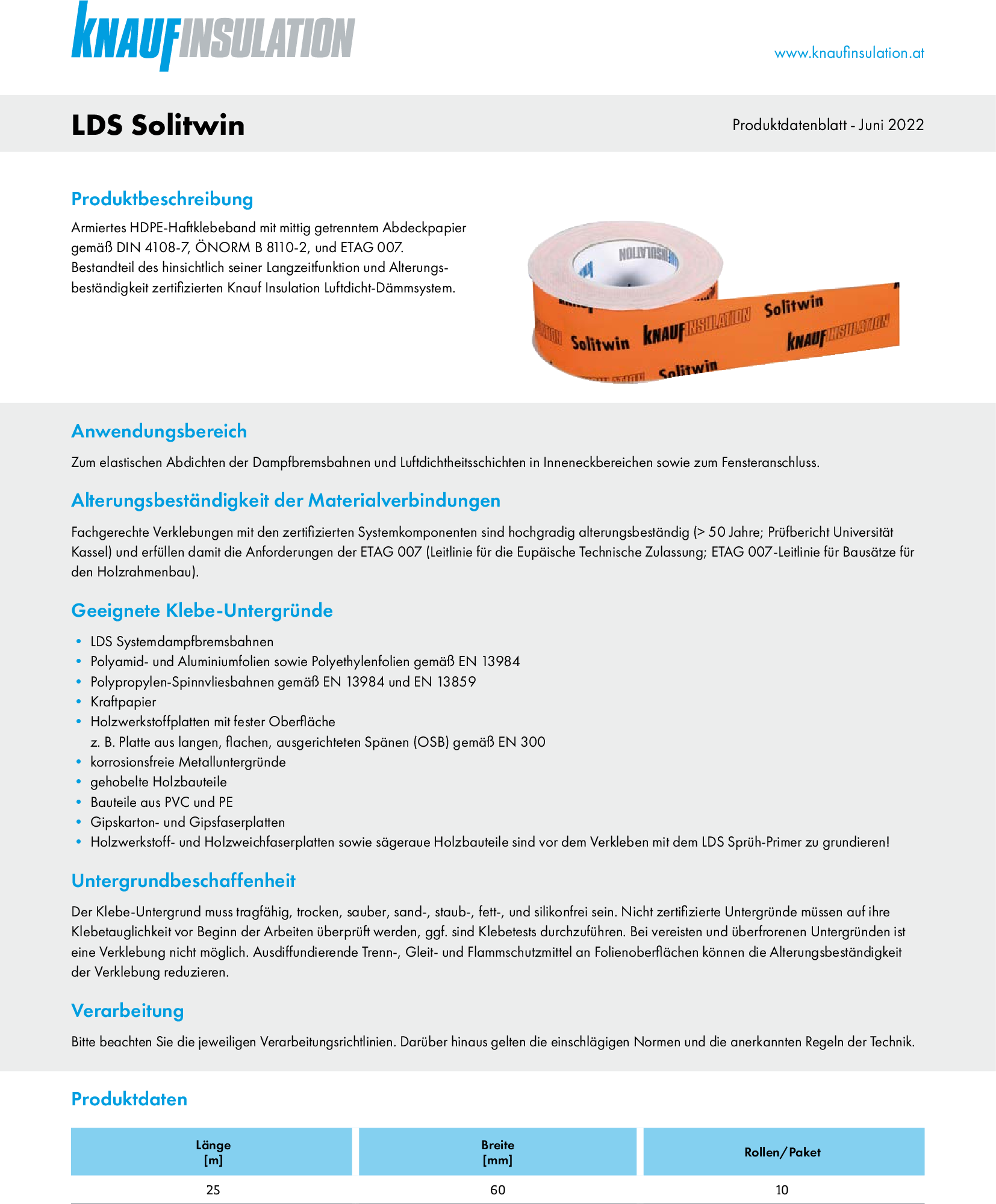 LDS Solitwin, Produktdatenblatt