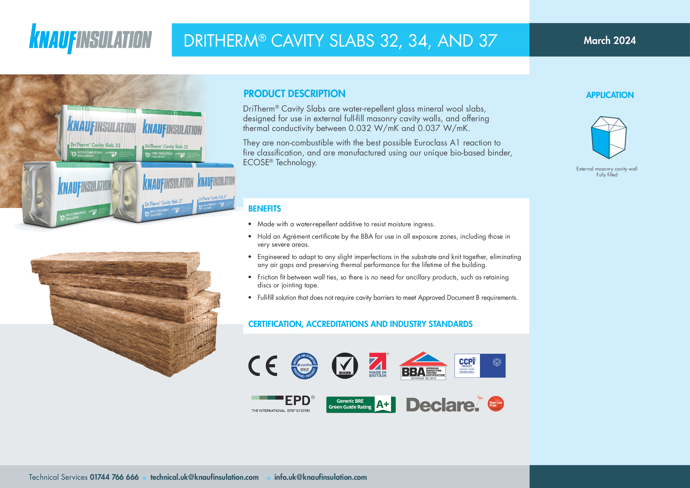 DriTherm Cavity Slabs - Product Datasheet