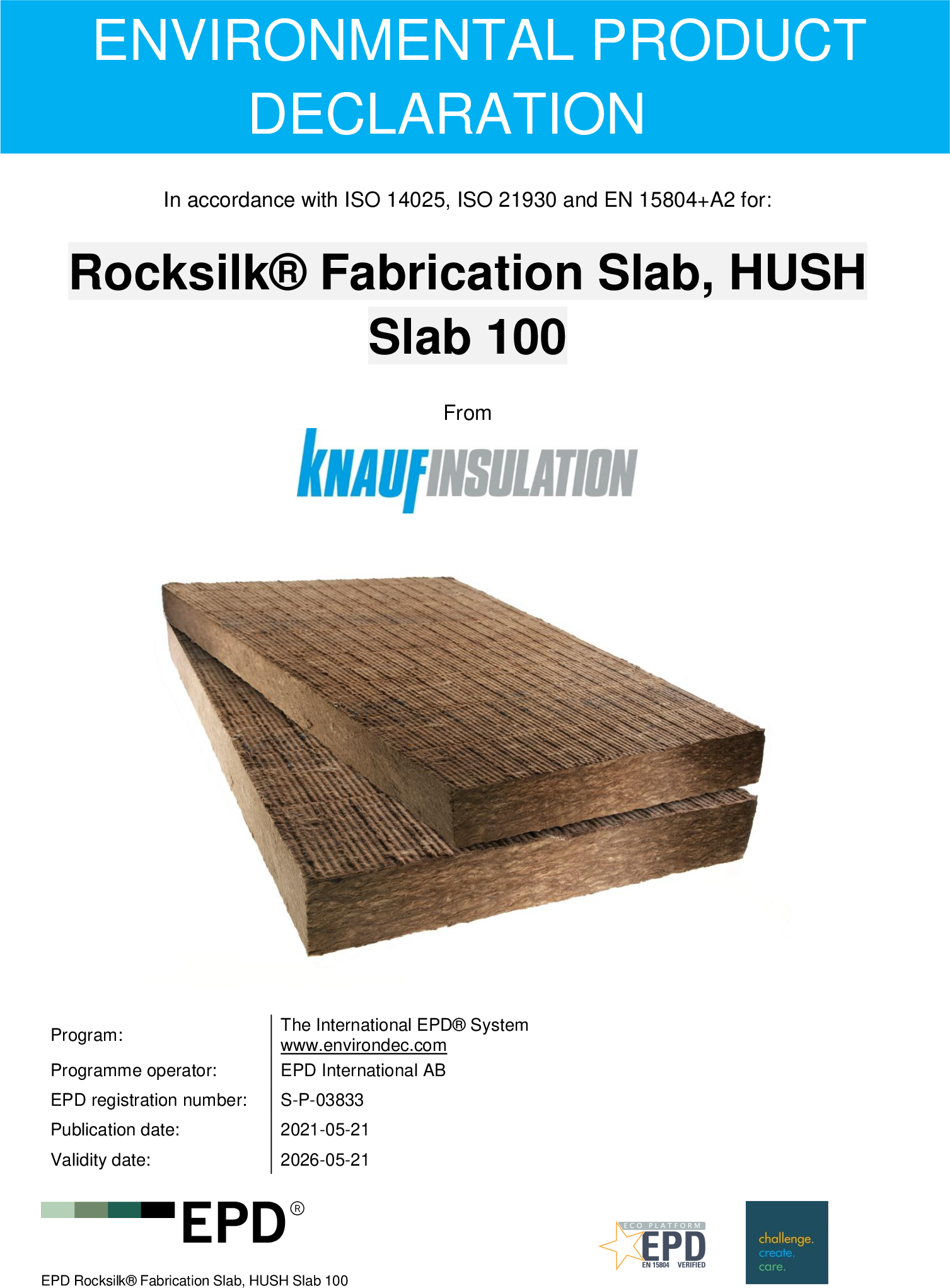 Rocksilk® Fabrication Slab, HUSH Slab 100