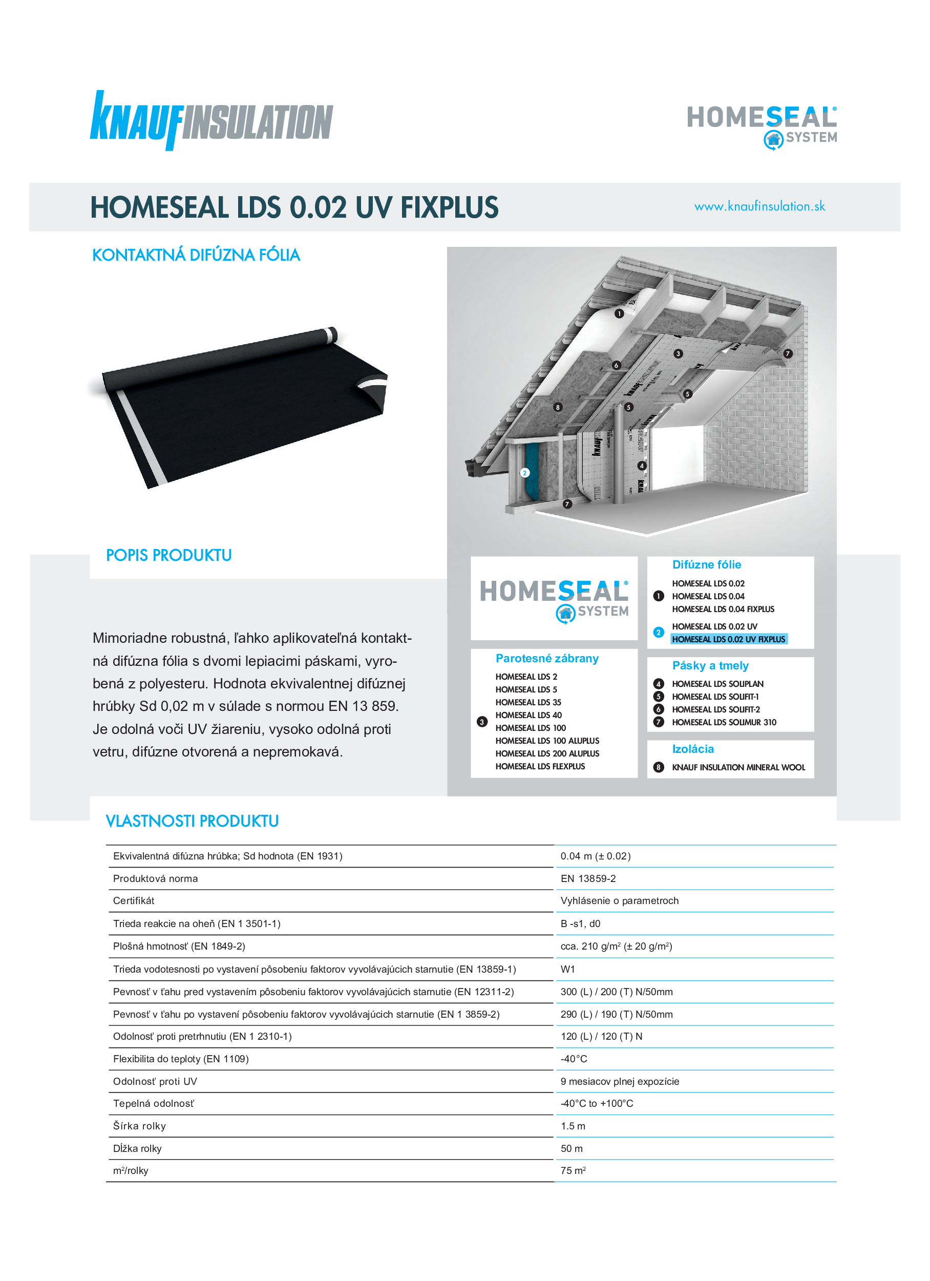 Technický list Homeseal LDS 0.02 UV fixplus